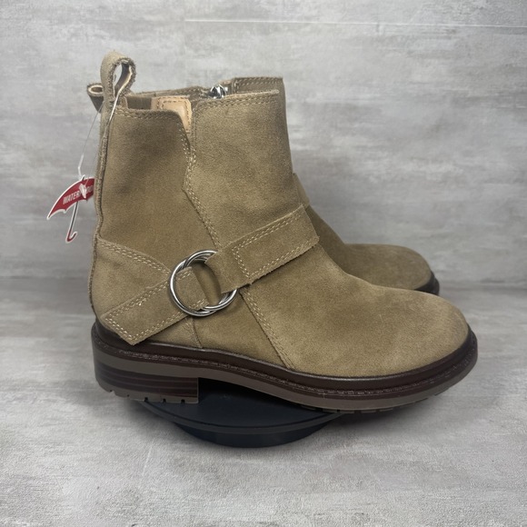 Blondo Rorie Boots Womens Size 6M Tan Suede Waterproof Leather Ankle Zip Ring - Picture 1 of 9